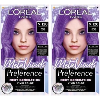 L'Oréal Paris Préférence Meta Vivids sada 2x farba na vlasy 75 ml Odtieň 9.120 Meta Lilac