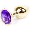 Boss Series Jewellery Gold Plug PURPLE - zlatý análny kolík s drahokamom 7 x 2,7 cm