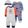 CARTER'S Set 3dielny overal na cvoky bez nožičiek 2ks, čiapka Cars chlapec LBB 3m, veľ. 62