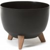 Kvetináč LAMELA ROMA O 47 cm, čierna, misa na nôžkach (MAT33550)