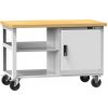 Lacneskrine #29 MOBILEWORK 2S1C Pracovný stôl na kolieskach s 2 policami a skrinkou, 1200 mm