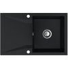 Sink Quality Obsidian, kuchynský granitový drez 790x500x210 mm + chrómový sifón, čierna, SKQ-OBS.C.1KDO.X