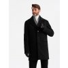 Ombre Men's single-breasted patterned coat with pockets black