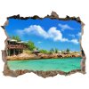 Díra 3D ve zdi na stěnu Seychelles beach 95x64 cm