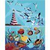 Zuty – Maľovanie podľa čísel – Maják, čajky a ryby (D. Rusty Rust), 40 × 50 cm, plátno + rám 8596530182177
