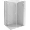 Mexen Lunar, L päťuholníkový sprchový kút naklápací doľava 90 x 100 cm, 8mm číre sklo, biely profil, 831L-090L-100P-20-00-L