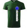 Nápis Záchranár + hviezda - Tričko extra veľké (5-8XL) - 5XL ( Fľaškovozelená )