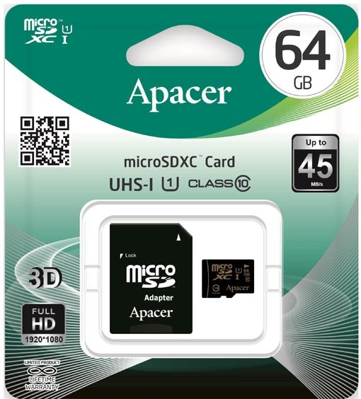 Apacer SDHC 64GB UHS-I U1 AP64GMCSX10U1-R