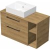 INTEDOOR Kúpeľ.skriňa+umývadl BEE, úchyt čierny, 100cm, regál vpravo dub Hickory