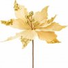Vetvička MagicHome s kvetom Poinsettia zlatá 31 cm