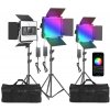 Neewer Set 3x RGB660 LED RGB Světlo Panel + 3x Stativ 200cm