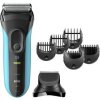 Braun Series 3 3010BT / holiaci strojček / 45 minút prevádzky / vodeodolný / presný zastrihávač + 5 nástavcov / čierno-modrá (3010BT)