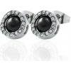 Náušnice keramické so zirkónmi čierne z chirurgickej ocele S113199105