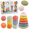 Senzorický set pre bábätká – mäkké loptičky, číselné kocky a skladacie krúžky, 18 ks