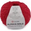 Pletacia priadza Alpaca Gold s flitrami 50 g - (9307) červená