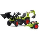 FALK Šliapací traktor 2070Y Claas Arion 430 s nakladačom rýpadlom a vlečkou