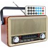 Kuchynské prenosné rádio Retro Bluetooth FM USB SD AUX s diaľkovým ovládaním, zlaté