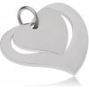 Šperky eshop - Dvojdielny oceľový prívesok, lesklá kontúra srdca a matné srdce S52.24