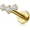 Šperky eshop - Labret do brady a pery v žltom zlate 585 - menší oblúčik z čírych zirkónov S5GG255.57