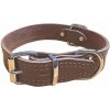 Bafpet Kožený obojok zdobený šitím HERRY 60cm/35mm hnědá