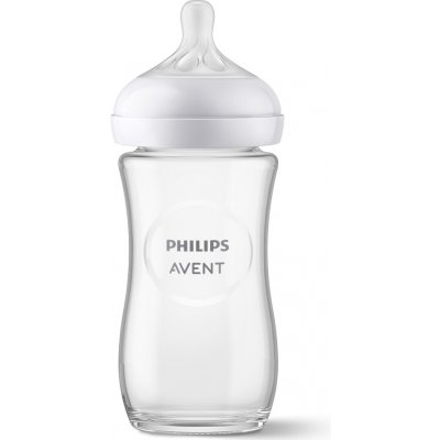 PHILIPS AVENT Fľaša Natural Response sklenená 240 ml 1m+, transparentni