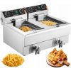VEVOR elektrická fritéza 3000W 11L x 2 nerezová oceľ