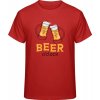 Premium Tričko - Dizajn - Čas na Pivo - Ohnivá červená - XS - Pánske