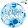 Foliový balonek kulatý Happy Birthday modrý 46 cm