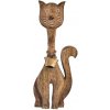InDecor Mačka z mangového dreva so zvončekom, 19 x 4 x 49 cm, L