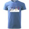 Panoráma lyžovania - Klasické pánske tričko vyššej gramáže - 3XL ( Svetlomodrá )