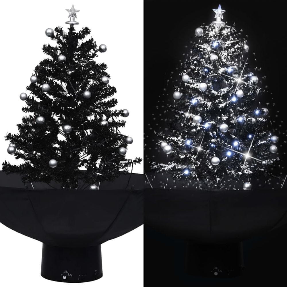 VidaXL Snežiaci vianočný stromček s dáždnikovým podstavcom čierny 75 cm PVC