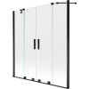 Mexen Velar Duo, 2-krídlová posuvná vaňová zástena 160 x 150 cm, 8mm číre sklo, čierny matný profil, 896-160-000-02-70