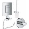 Súprava toaletná kefa Grohe Essentials 40374001, splachovacie tlačidlo Grohe Skate 38732000, 40689001, 40364001