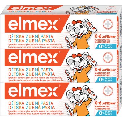 ELMEX Kids Detská zubná pasta pre deti od prvého zúbku do 6 rokov 3 x 50 ml