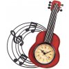 Clayre & Eef Nástenné kovové hodiny červená gitara - 28*4*22 cm / 1*AA - Clayre & Eef