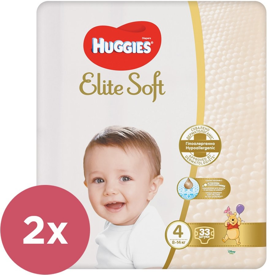 HUGGIES Elite Soft 4 8-14 kg 2x 33 ks