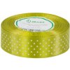 Stuha saténová zelená s bodkami 2,5 cm / 1 m