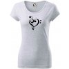 Husľový kľúč srdce - Dámske tričko Pure - XS ( Svetlosivý melír )