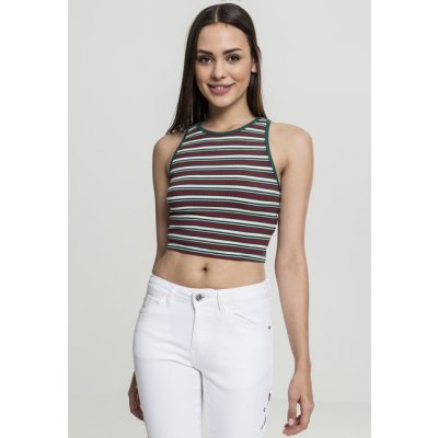 Urban Classics Ladies Rib Stripe cropped White Green firered