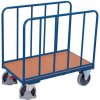 Variofit Plošinový vozík s dvoma rúrkovými stenami, Variofit, ložná plocha 106 x 64 cm, do 500 kg, modrá/antracit Farba: modrá RAL5010