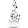 Pandora Strieborný mini prívesok Anjelik s perlou ME 793108C01