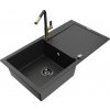 MEXEN/S MEXEN/S - Leo granitový drez 1 s odkvapkávačom vrátane batérie Flora, čierna/strieborná metalík 6501-73-670401-57-B