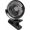 Stolový ventilátor s klipom a USB, čierny