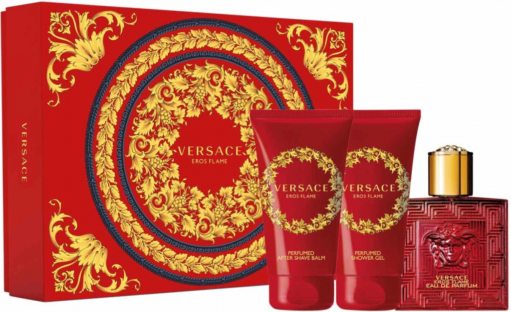 Versace Eros Flame EDP pre mužov 50 ml + sprchový gél 50 ml + balzám po holení 50 ml darčeková sada