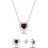 Olivie strieborná sada ČERVENÉ SRDCE 4355