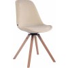 Design-Shop Otočná stolička Troyes - zamat, drevené nohy natura - Krémová