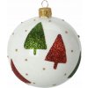 Vianočná guľa zdobená Guľa Vianočný stromček 8 cm 1 ks