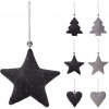 Vianočná hviezda, stromček, srdce 130 mm, šedá, tmavo-šedá (6 variant) cena je za 1 ks