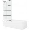 MEXEN/S - Vega obdĺžniková vaňa 160 x 70 cm s panelom + vaňová zástena 90, čierna vzor 550116070X9509007077