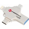 FORCELL F-DATA Metal Quad 128GB USB3.2 Gen 1 USB-A/USB-C/Lightning/MicroUSB strieborný